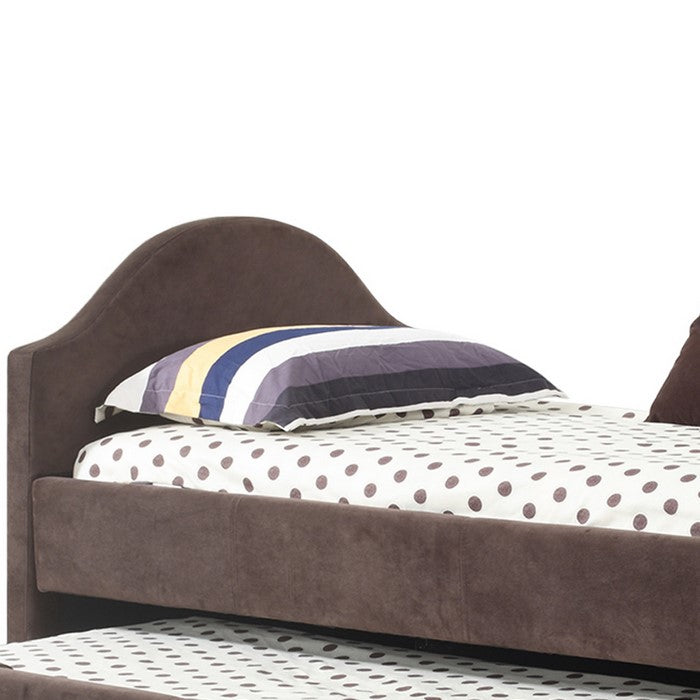 Twin Size Trundle Bed with Microfiber Upholstery, Cappuccino Brown