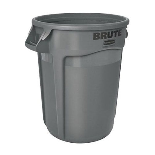 Rubbermaid Commercial BRUTE Heavy-Duty Round Waste/Utility Container with Venting Channels, 32-gallon, Gray (FG263200GRAY)