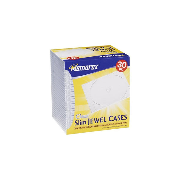 Memorex Clear Jewel Case, Slim, 30 Pack (32020030188)