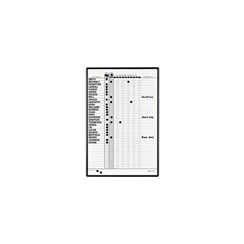 Quartet Gray DuraMax Porcelain Magnetic In/Out Personnel Board System, 36 Names, 3 x 2 Feet, Black Aluminum Frame (783G )