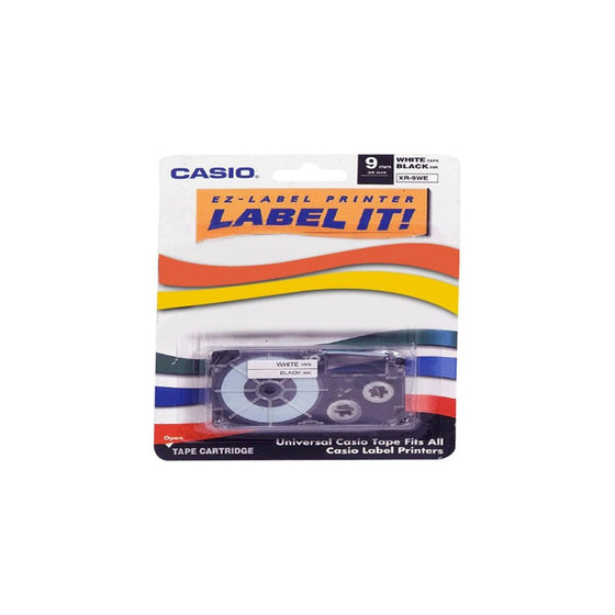 Casio XR9-WES 9mm Printer Tape for CWL-300 (Black-On-White)