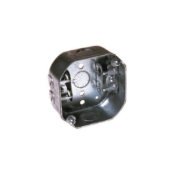 Hubbell-Raco 153 1-1/2-Inch Deep Octagon Electrical Box with (2) 1/2-Inch Side Knockouts and (4) MC/BX/Flex Cable Clamps, 4-Inch