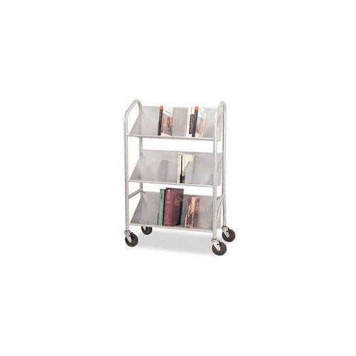 BDY54143 - Buddy Products Sloped Three-Shelf Book Cart