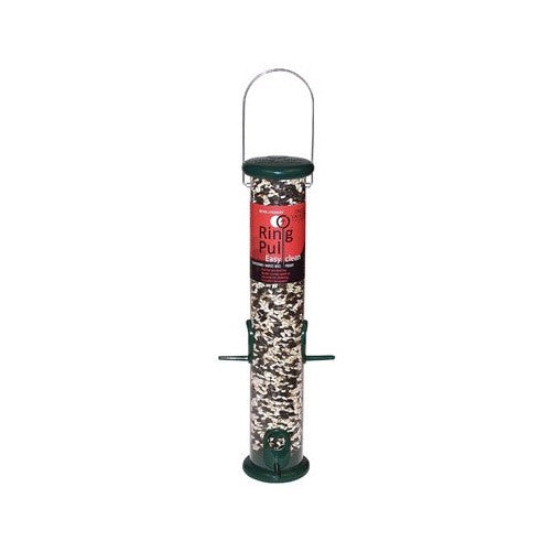 Droll Yankees Bird Feeder, Hanging Tube Sunflower Feeder, Easy Clean Ring Pull Dissassembly, RPS15G, 15 Inch, 1 Pound Seed Capacity, Green