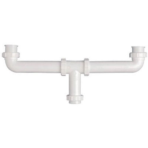Keeney 222TTWK 1-1/2-Inch by 16-Inch Center Outlet Continuous Waste Drain Direct Connect or Slip Joint with Baffle, White