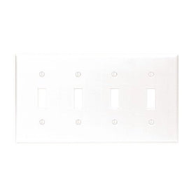 Leviton 001-88012 Four Gang White Four Toggle Wallplate