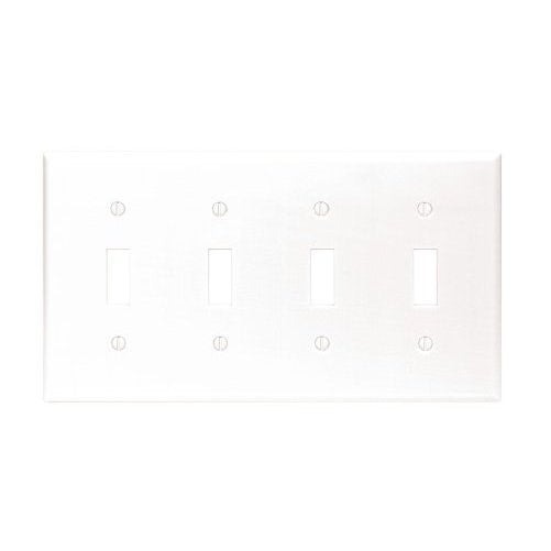 Leviton 001-88012 Four Gang White Four Toggle Wallplate