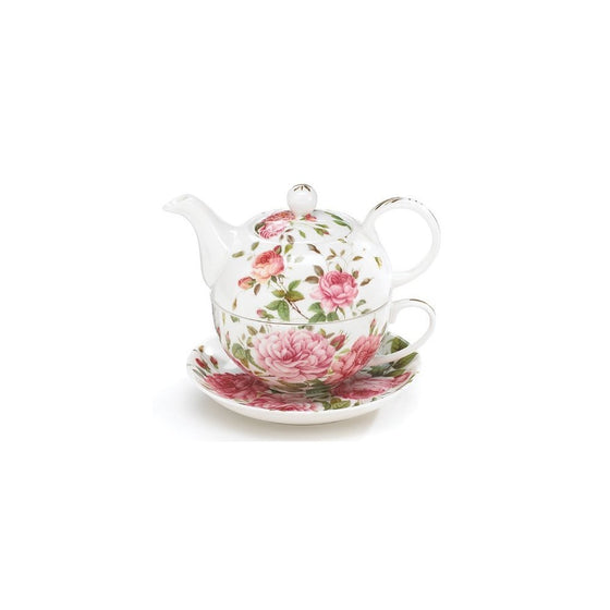 Porcelain Rose Teapot and Teacup For One