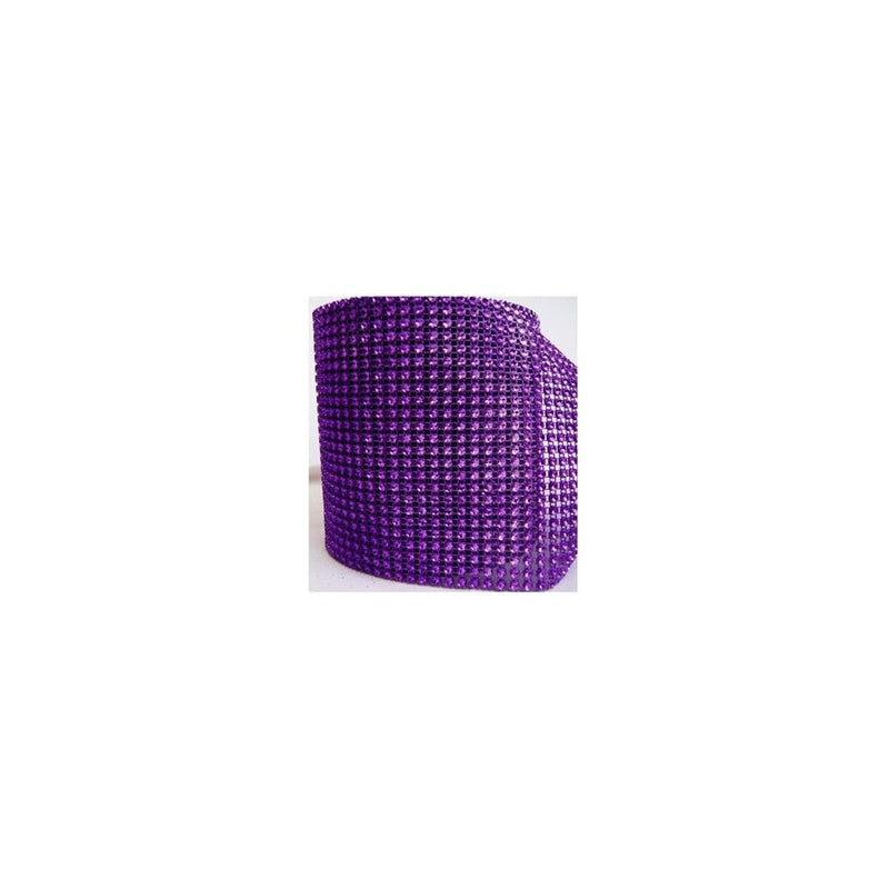 Purple Diamond Rhinestone Mesh Ribbon, Wedding Ribbon, Diaper Cake Ribbon, 4.75" x 10 Yards, 24 Row, 1 Roll