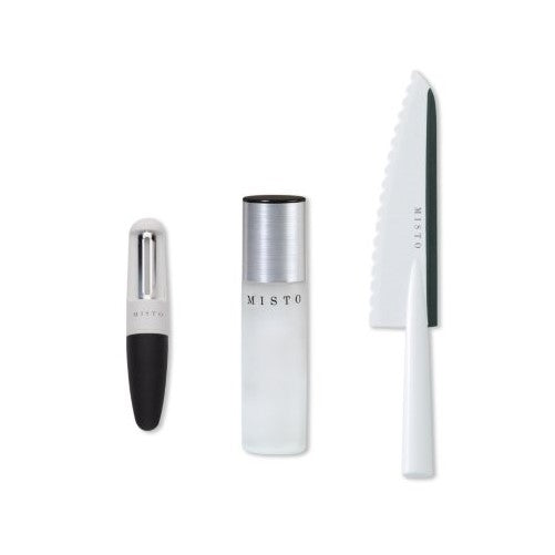 Misto 3pc. Salad Set with Gourmet Oil Sprayer, Knife, and Peeler