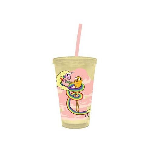 Adventure Time Jake and Rainicorn Plastic Pint Glass With Straw