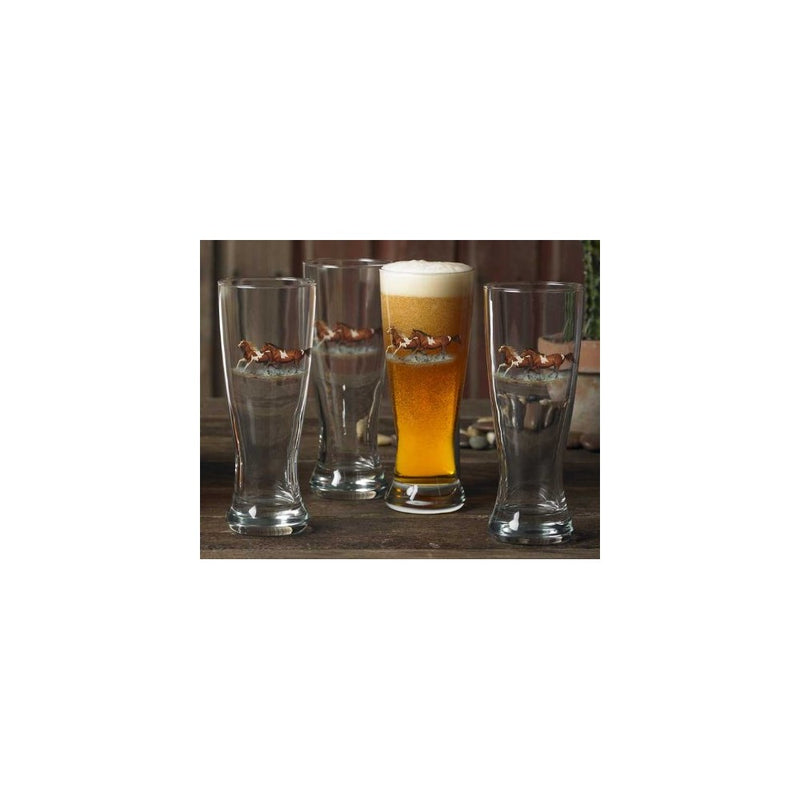Horses Pilsner Beer Glasses Set of 4 by Chris Cummings