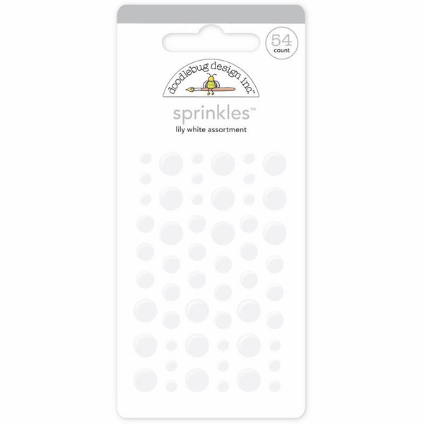 Crafters Workshop MONOS-4013 Glossy Enamel Adhesive Sprinkles, Lily White Dots, 54 Per Package