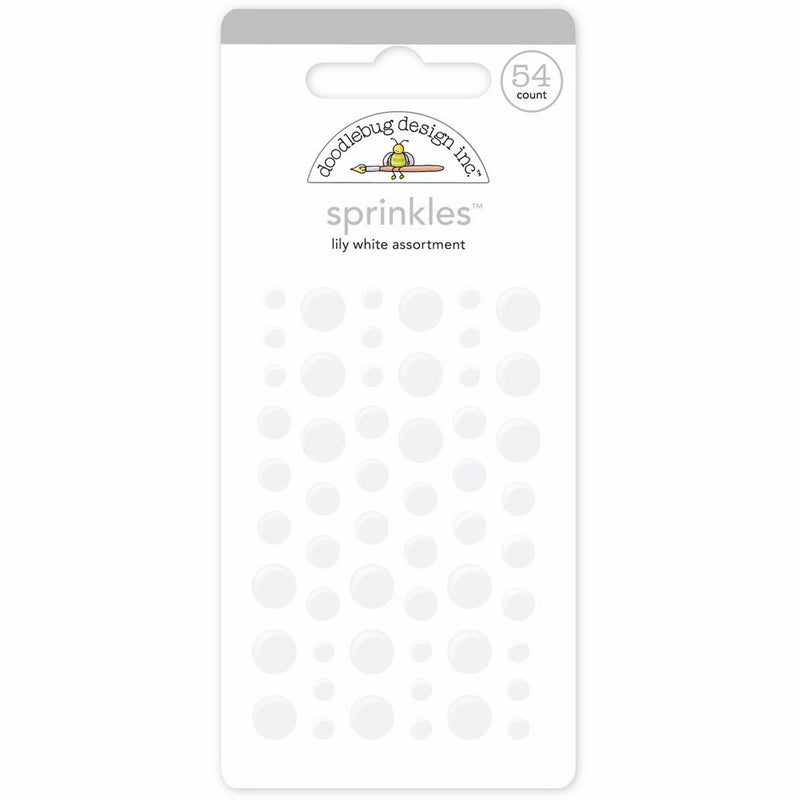 Crafters Workshop MONOS-4013 Glossy Enamel Adhesive Sprinkles, Lily White Dots, 54 Per Package