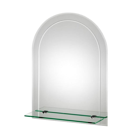 Croydex FairfieldBevelled Edge Arch Wall Mirror 24-Inch x 18-Inch with Shelf and Hang 'N' Lock Fitting System