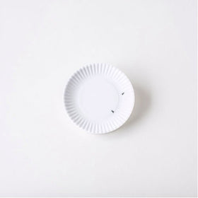 "What Is It" Reusable White Appetizer or Dessert Plate with Ant Design, 6 Inch Melamine, Set of 4