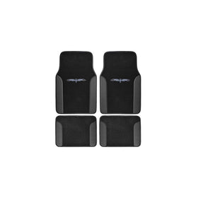 BDK A Set of 4 Universal Fit Plush Carpet with Vinyl Trim Floor Mats For Cars/Trucks - Tribal Black