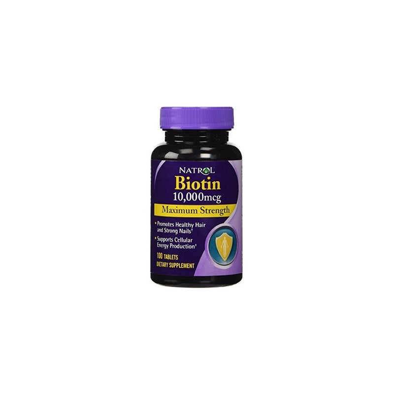 Natrol Biotin, Maximum Strength, 10,000 mcg Tablets 100 ea (Pack of 3)