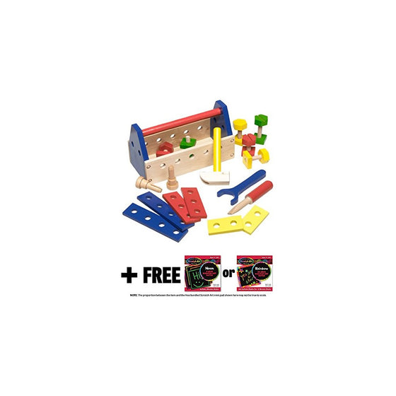 Take-Along Tool Kit Wooden Toy Set FREE Melissa & Doug Scratch Art Mini-Pad Bundle [04947]