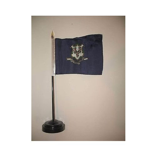 Connecticut State Flag 4"x6" Desk Set Black Base