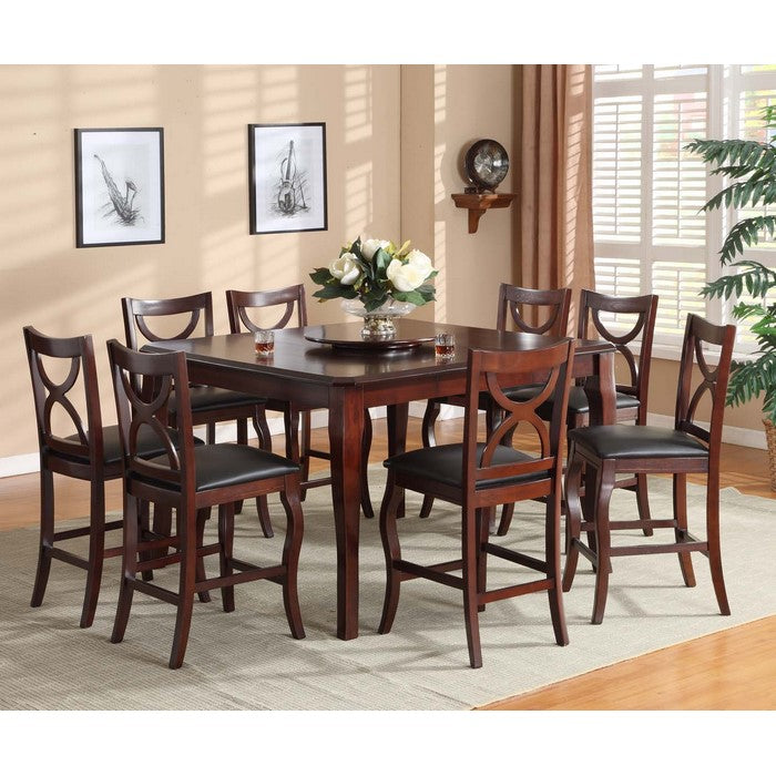 Wooden Counter Height Pub Chair, Set of 2, Brown