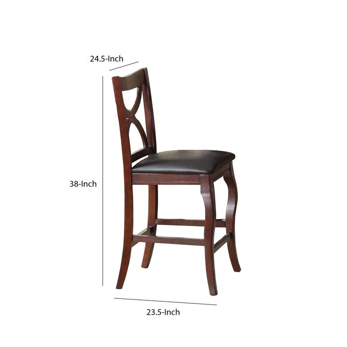 Wooden Counter Height Pub Chair, Set of 2, Brown