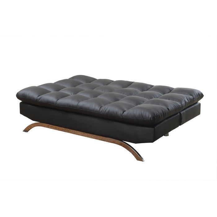 Plush Futon Sofa Bed With Chrome Legs, Black