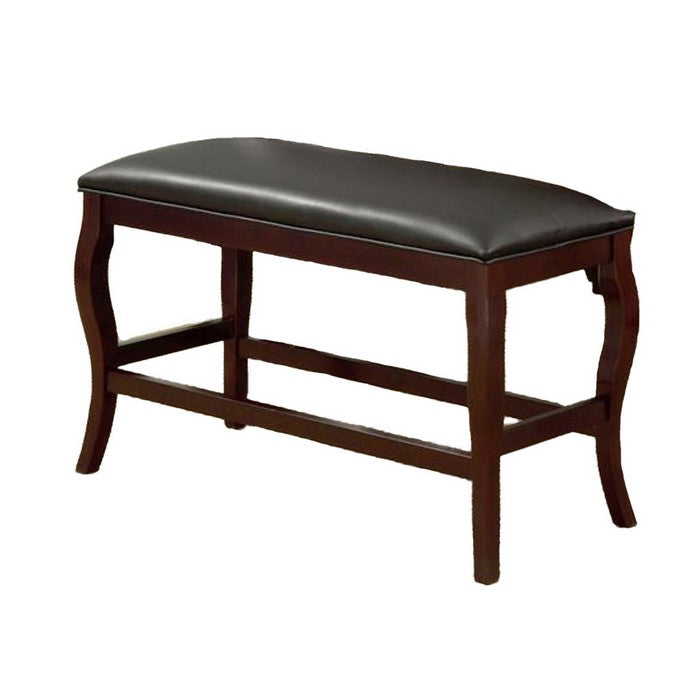 Wooden Bench with Cushioned Seat, Cherry Brown