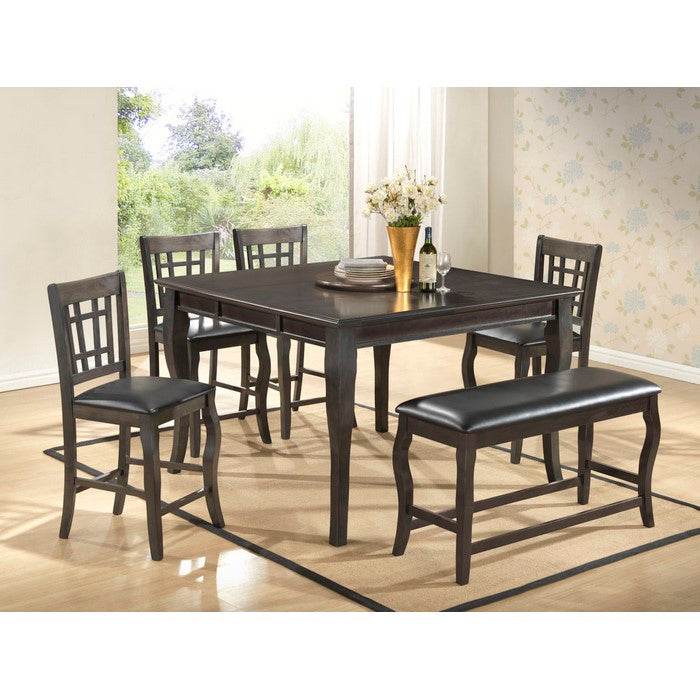 Wooden Bench with Cushioned Seat Gray