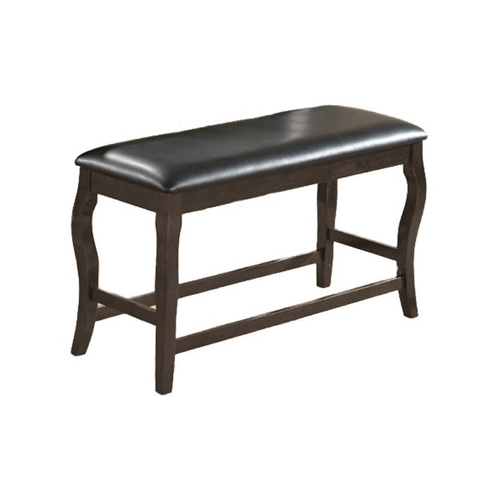 Wooden Bench with Cushioned Seat Gray