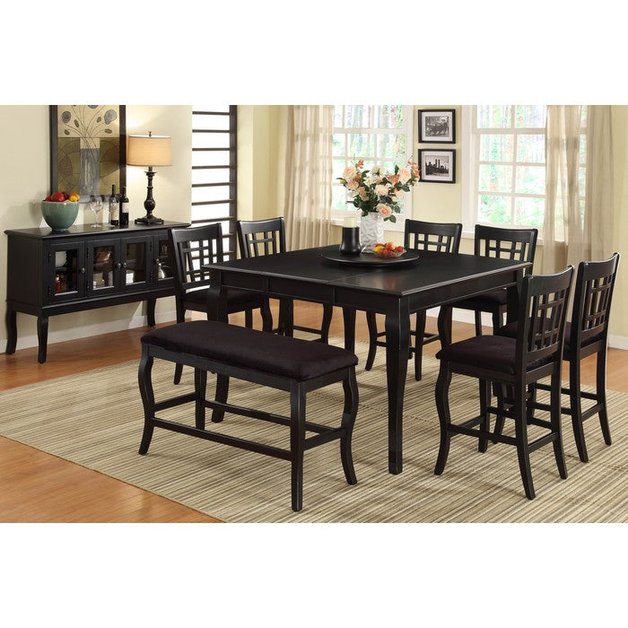 Wooden Cushioned Bench with curvy legs, Black