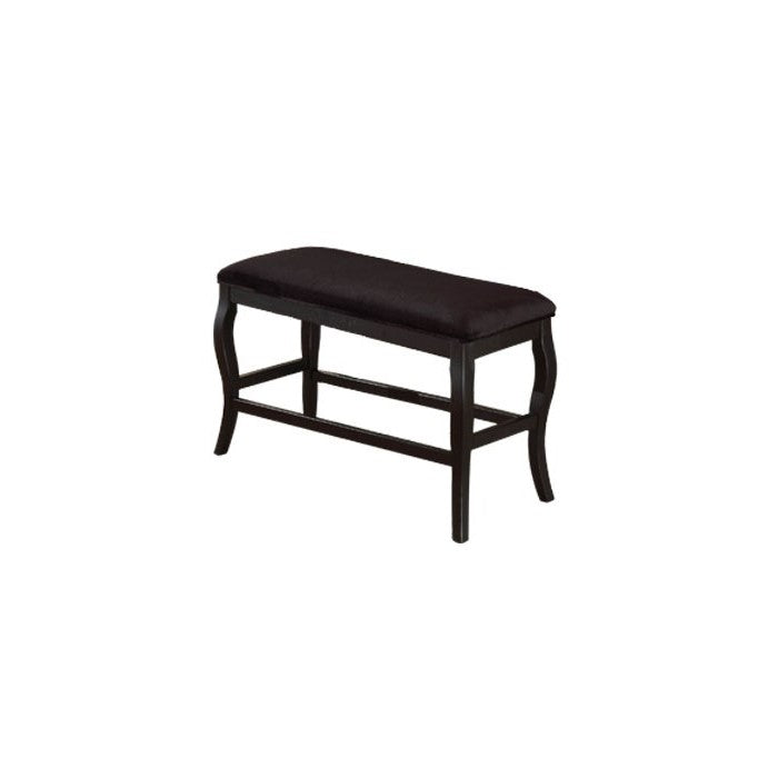 Wooden Cushioned Bench with curvy legs, Black