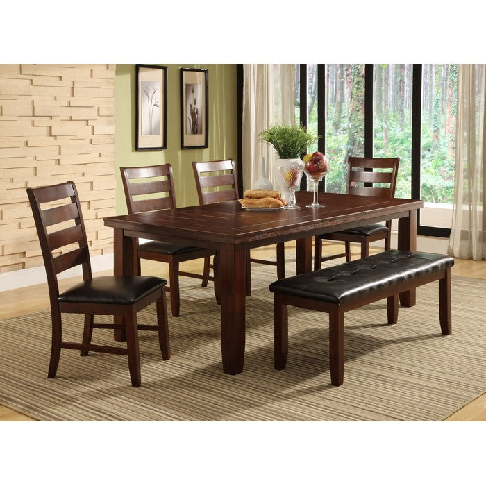 Wooden Dining Chair With Ladder Back Design, Set of 2, Dark Brown