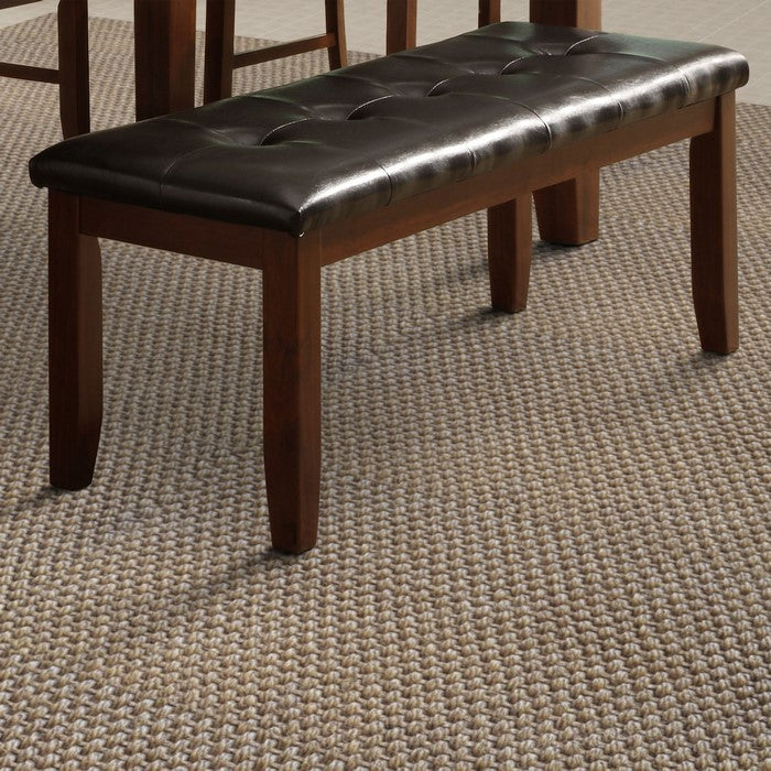 Wood based Leather Tufted Bench In Dark Brown