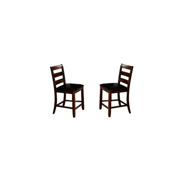 Ladder Back Wooden Pub Chair With Footrest, Set of 2, Dark Brown