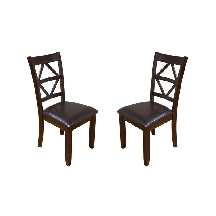 Dining Chairs with Designer Back,  Set of 2, Dark Brown