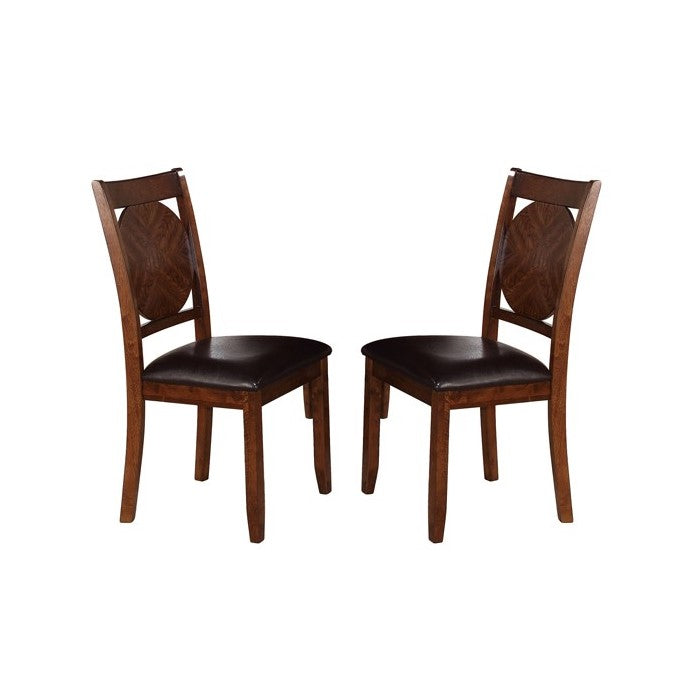 Dining Chairs With Round Wooden Back, Set of 2, Dark Brown