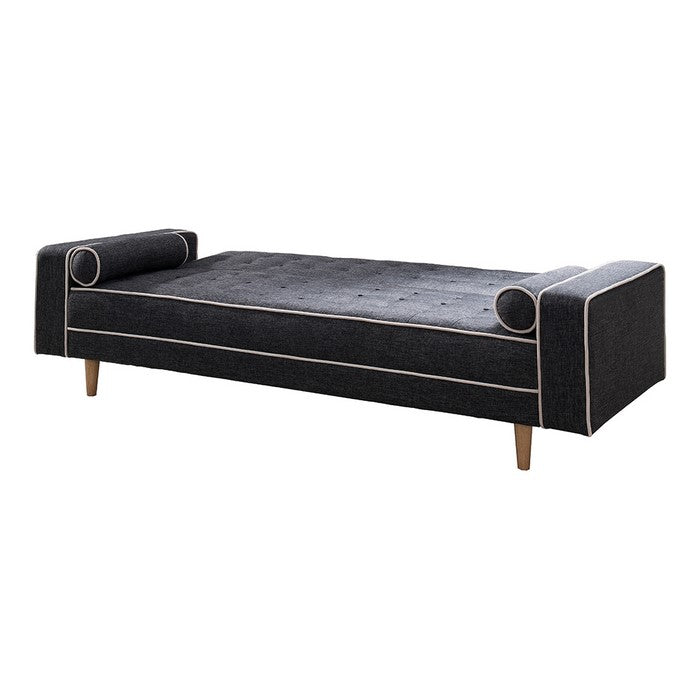 Upholstered Futon Sofa Bed With Matching Bolsters, Gray