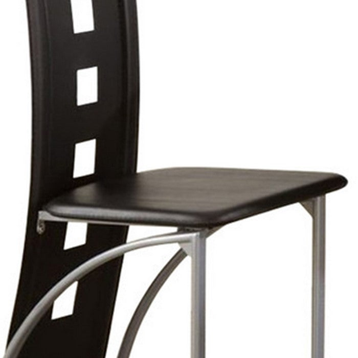Contemporary Metal DINING CHAIR with cutout Back Set of 4 BLACK and CHROME