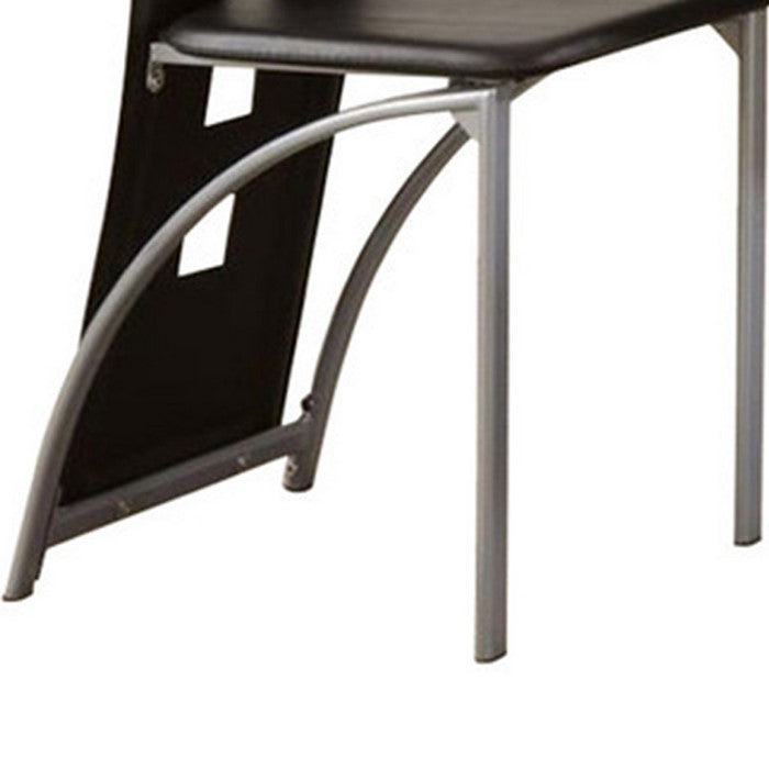 Contemporary Metal DINING CHAIR with cutout Back Set of 4 BLACK and CHROME