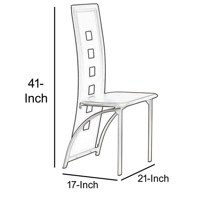 Contemporary Metal DINING CHAIR with cutout Back Set of 4 BLACK and CHROME