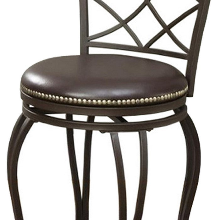 Metal & Solid Wood Swivel Barstool, Brown (Set of 2)