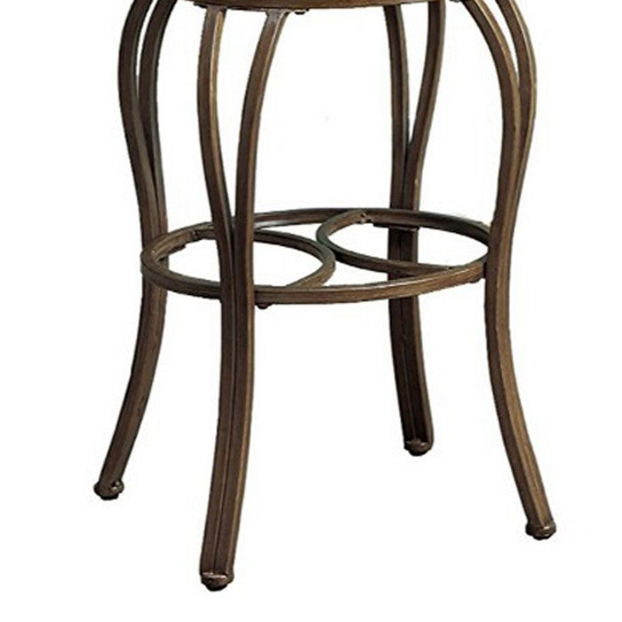 29 Inch Metal Swivel Barstool With Cushion Seat, Copper Brown, Set Of 2