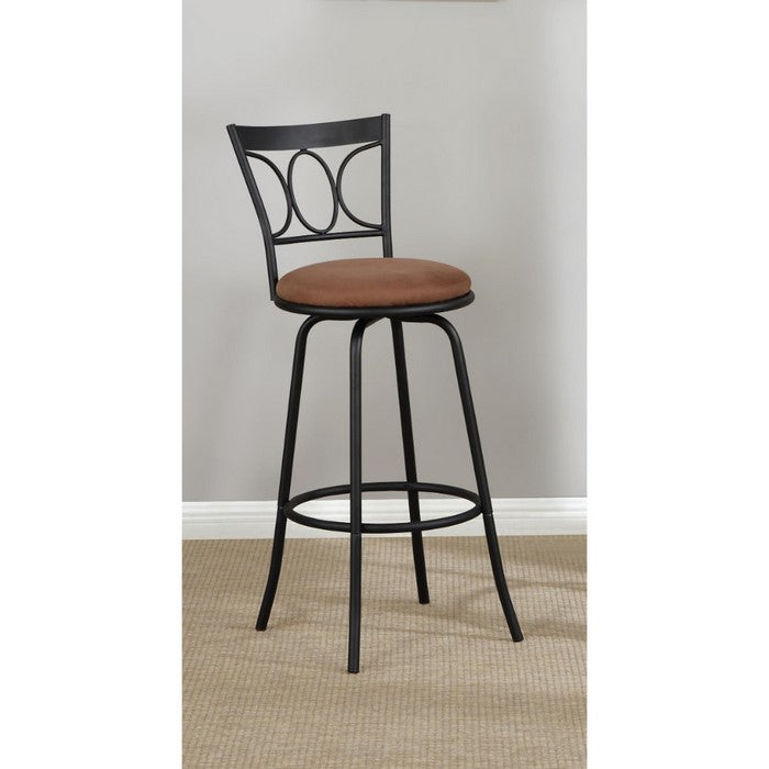 Metal & Microfiber Cushion Swivel Barstool, Black (Set of 2)