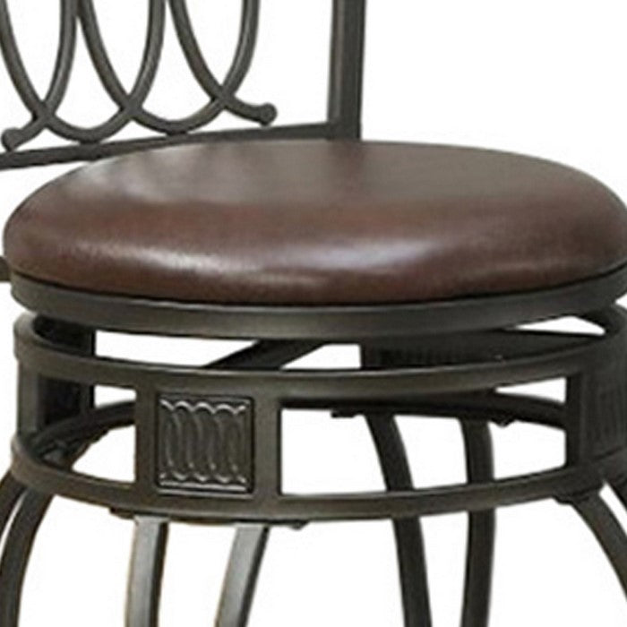 Metal & Solid Wood Swivel Barstool, Brown (Set of 2)