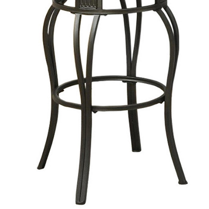 Metal & Solid Wood Swivel Barstool, Brown (Set of 2)