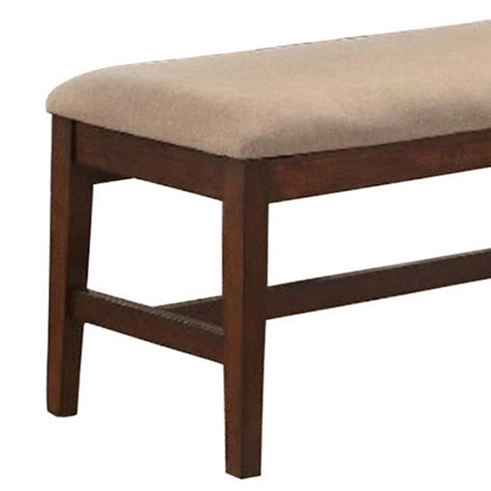 Rubber Wood Bench With Tapered Legs Brown and Beige