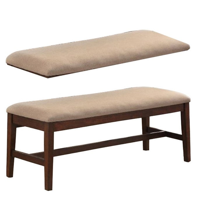 Rubber Wood Bench With Tapered Legs Brown and Beige