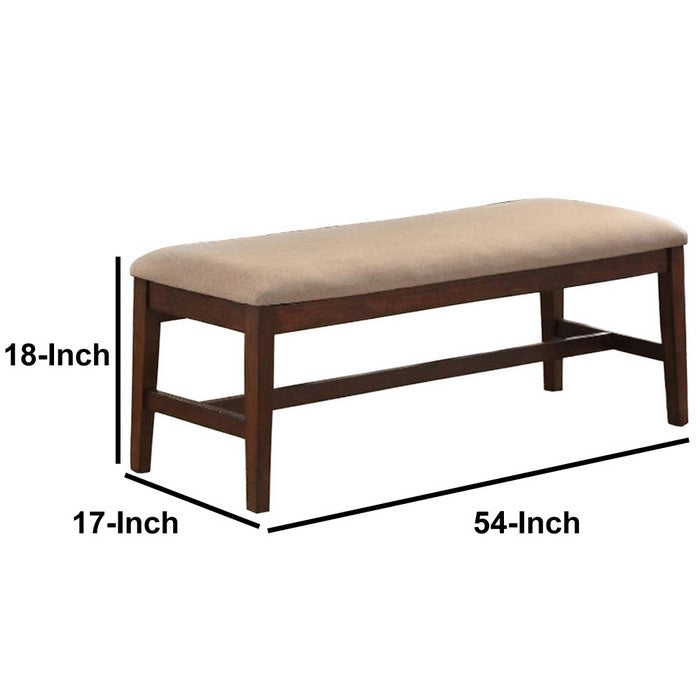 Rubber Wood Bench With Tapered Legs Brown and Beige