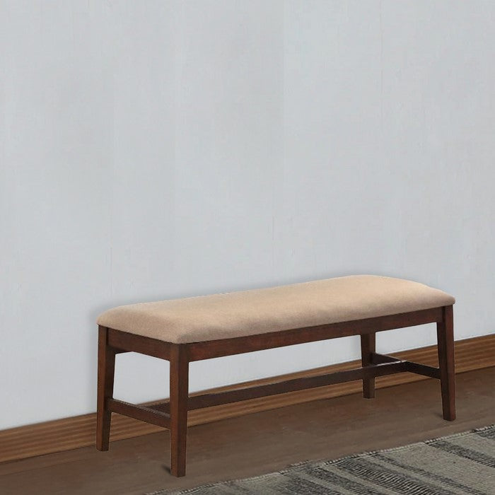 Rubber Wood Bench With Tapered Legs Brown and Beige